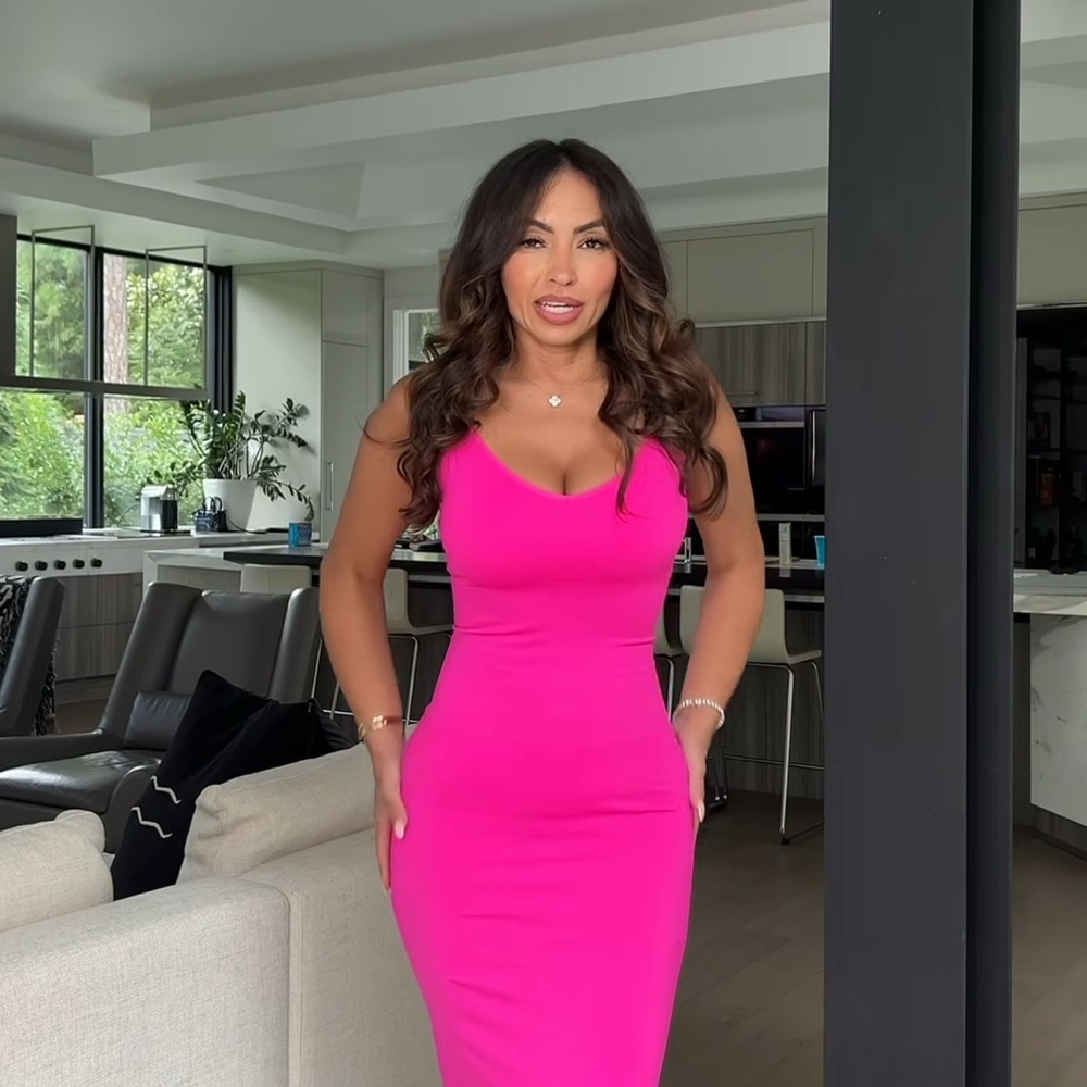 Vibrant Pink Sleeveless Midi Dress